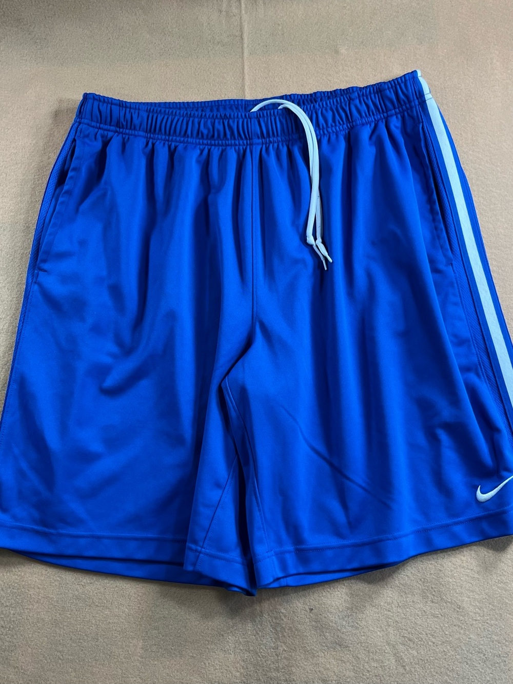 Nike Royal Blue Men’s Athletic Shorts with Light Blue Stripe FLAW***